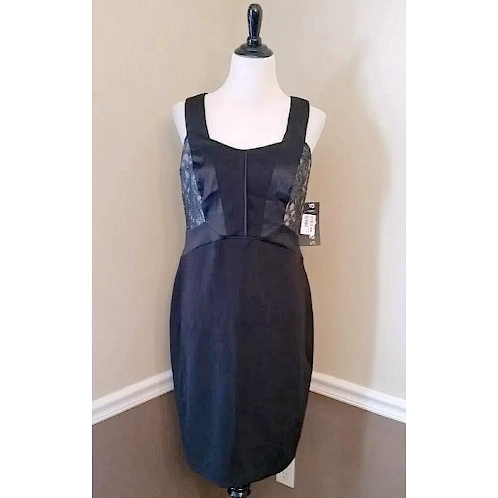 NEW ModCloth Sangria Black Satin & Lace Stretch Cocktail Party Posh Dress 8